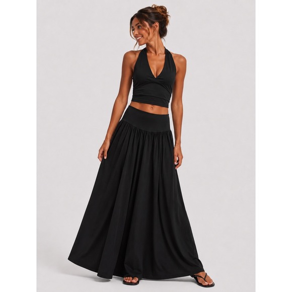 HALARA Dresses & Skirts - Halara Black High Waist Performance Maxi Skirt with Built-in Briefs Size M
